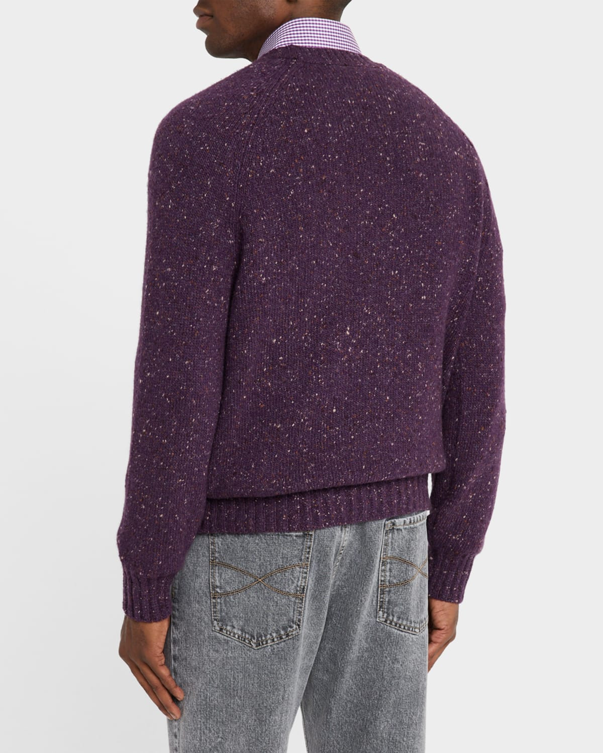 Men's Cashmere Donegal Crewneck Sweater - 3