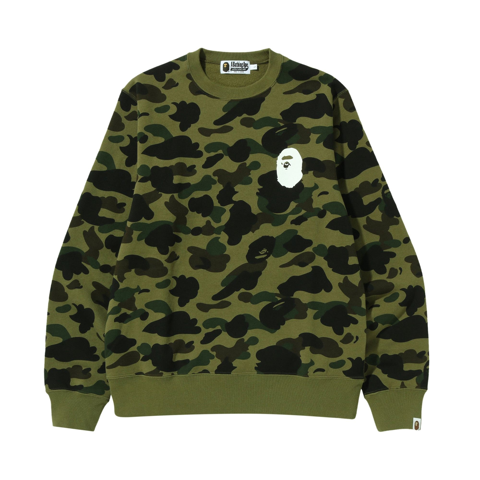 BAPE 1st Camo Ape Head Crewneck 'Green' - 1