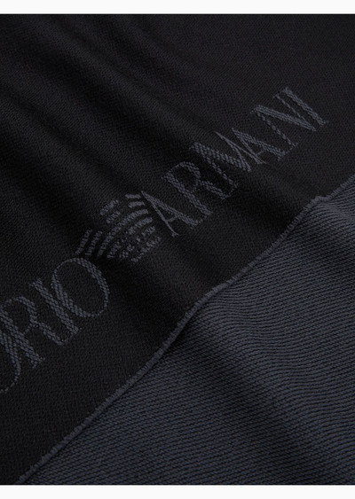 EMPORIO ARMANI Wool scarf with jacquard logo lettering outlook