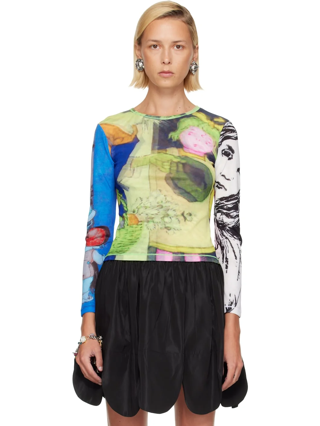 Multicolor 'Who's There?' Fitted Mesh T-shirt - 1