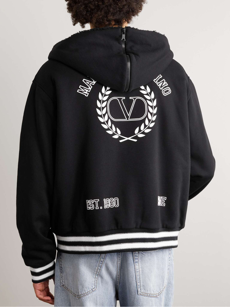 Logo-Appliquéd Cotton-Jersey Hooded Varsity Jacket 4