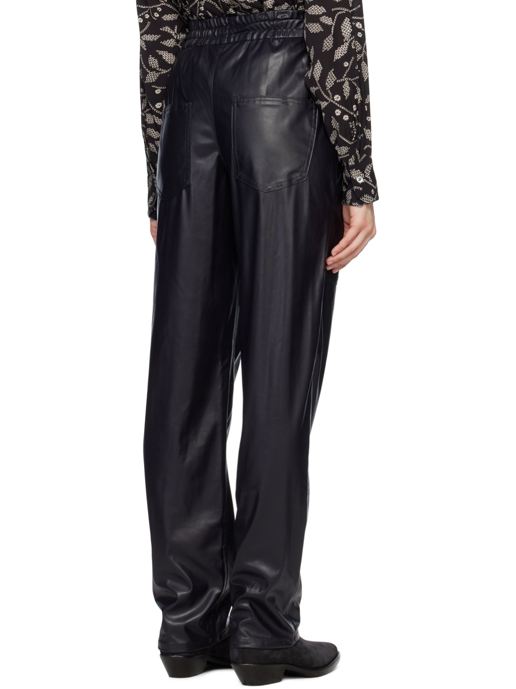 Black Brina Faux-Leather Trousers - 3