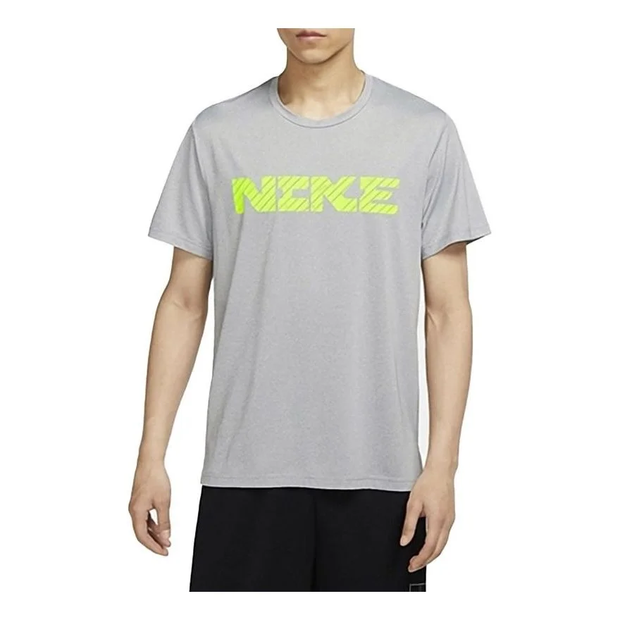 Nike DRI-FIT Contrasting Colors Logo Printing Sports Round Neck Short Sleeve light grey DD1751-073 - 1