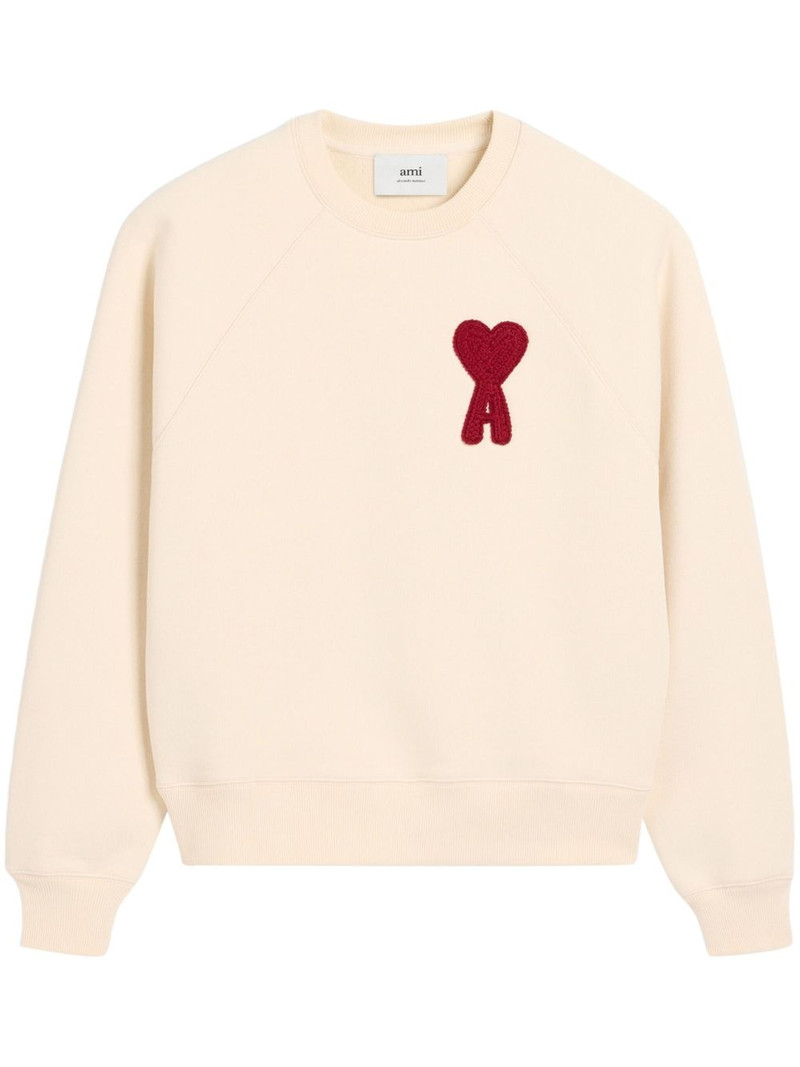 AMI Paris BEIGE COTTON AMI DE COEUR PATCH SWEATSHIRT outlook
