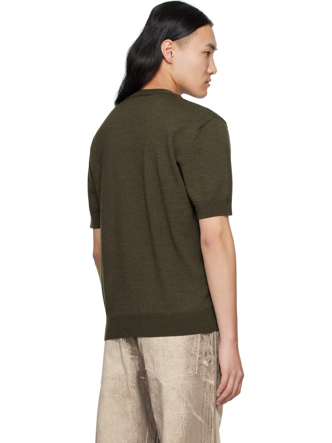 Green Knit Two Collar T-shirt - 3
