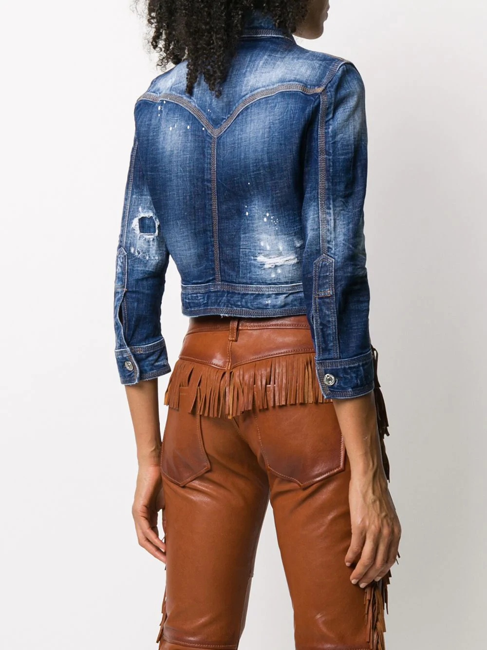 cropped denim jacket - 4