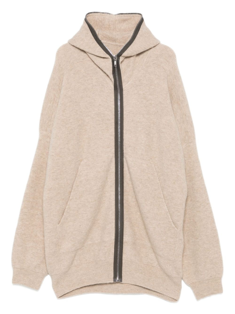 hooded zip-front cardigan - 1