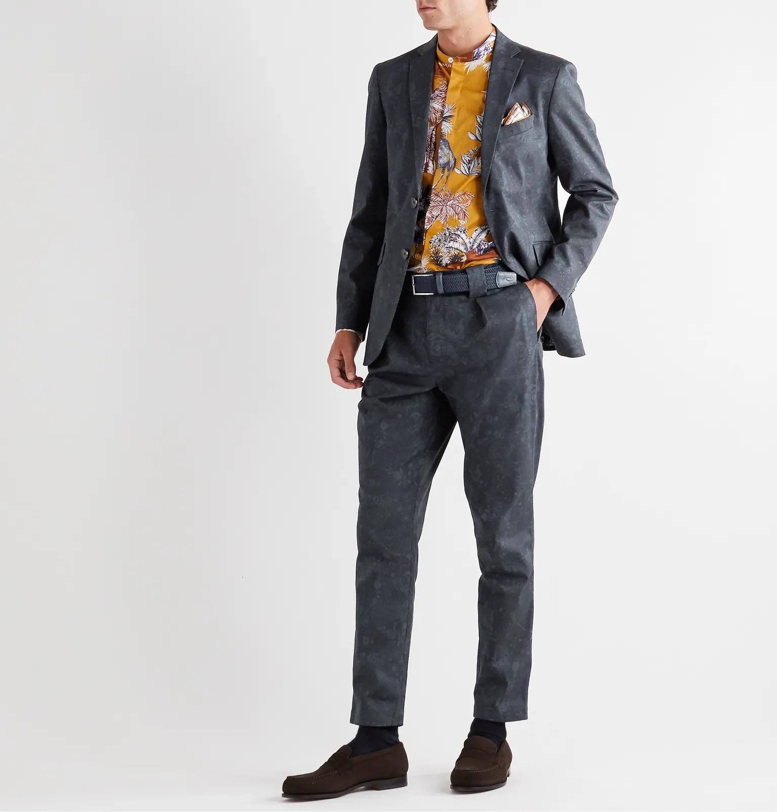 Tapered Paisley-Print Stretch-Cotton Twill Suit Trousers - 7