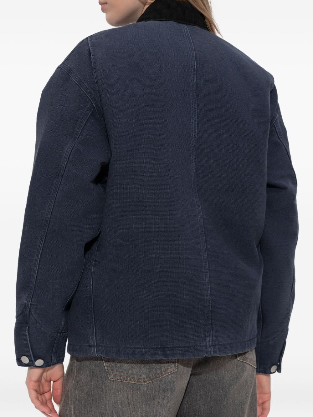 corduroy-collar organic-cotton coat - 4