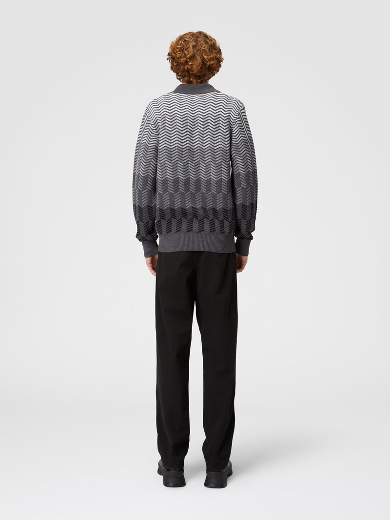 Long-sleeved polo shirt in zigzag virgin wool 3