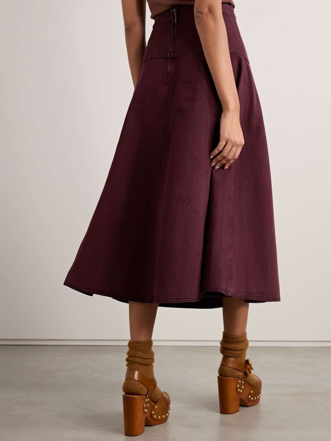 The Estelle lace-up denim midi skirt - 4