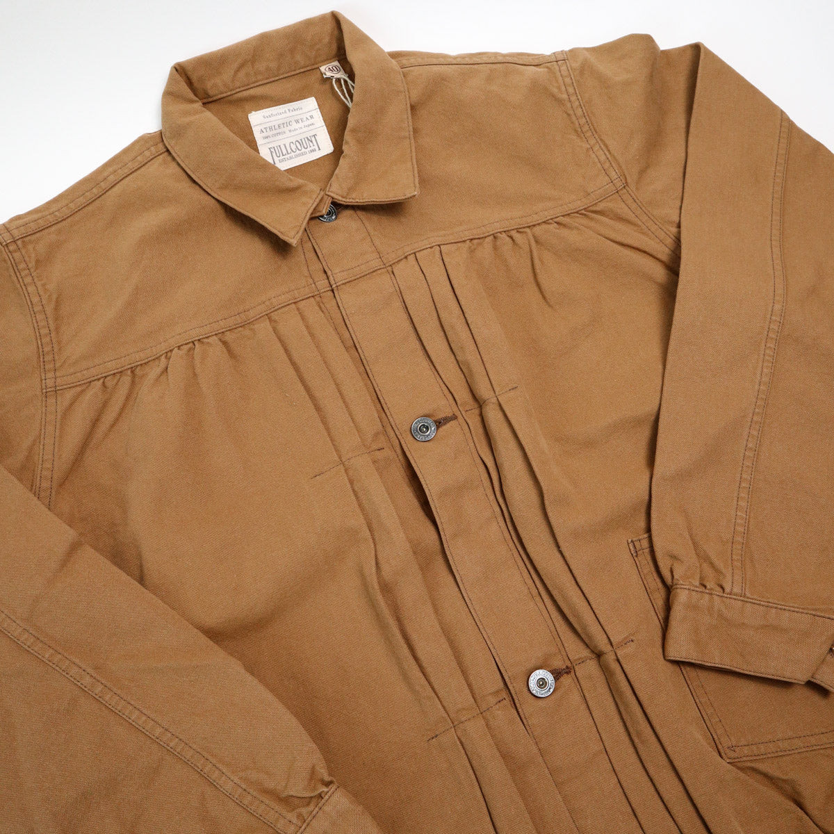 2028-2 Selvedge Canvas Triple Pleated Blouson Jacket Brown - 4