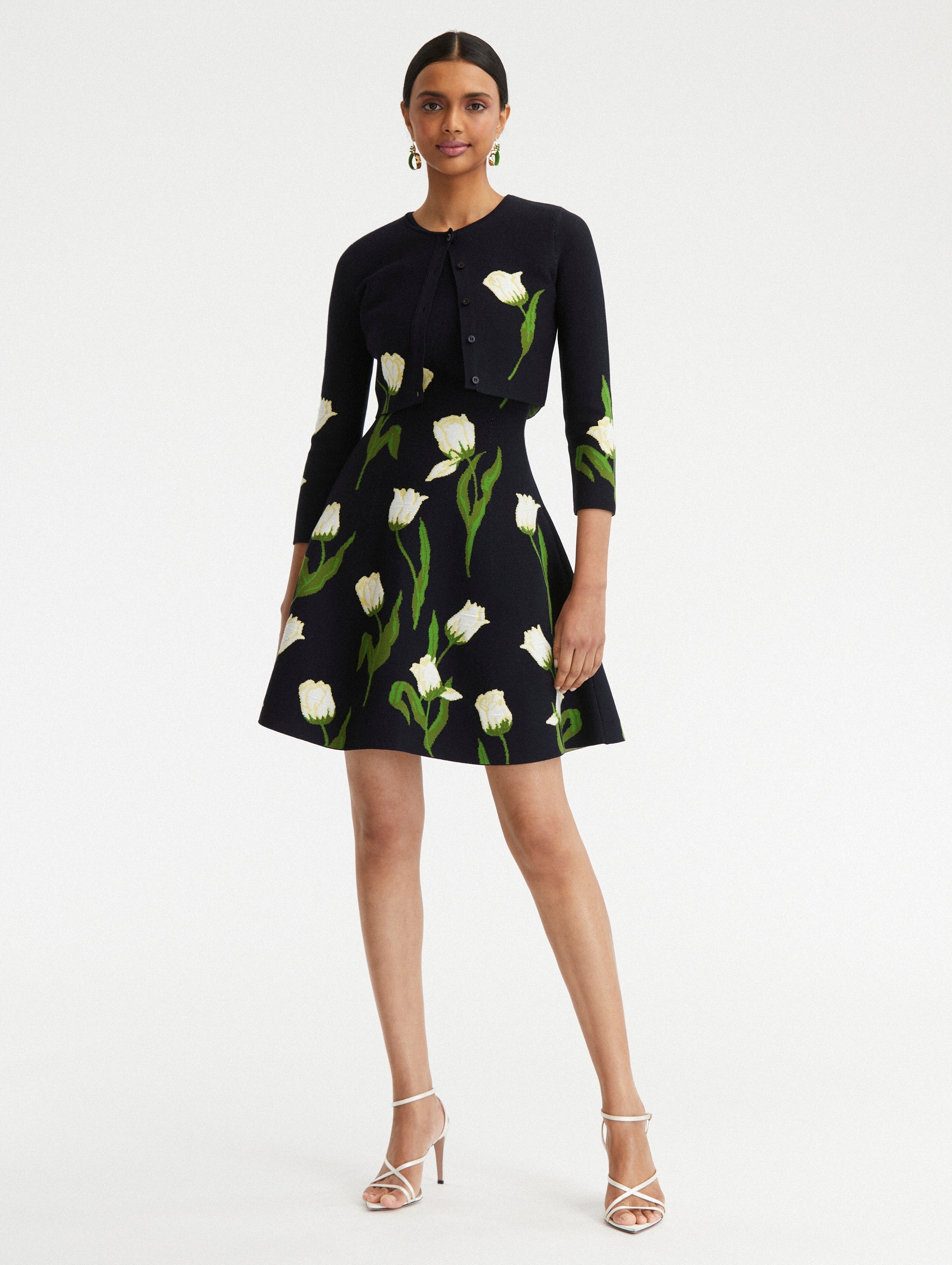 TULIP JACQUARD CROPPED CARDIGAN - 3