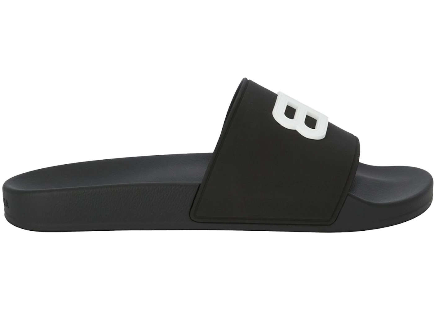 Balenciaga Pool Slides 3D BB Logo White Black - 1