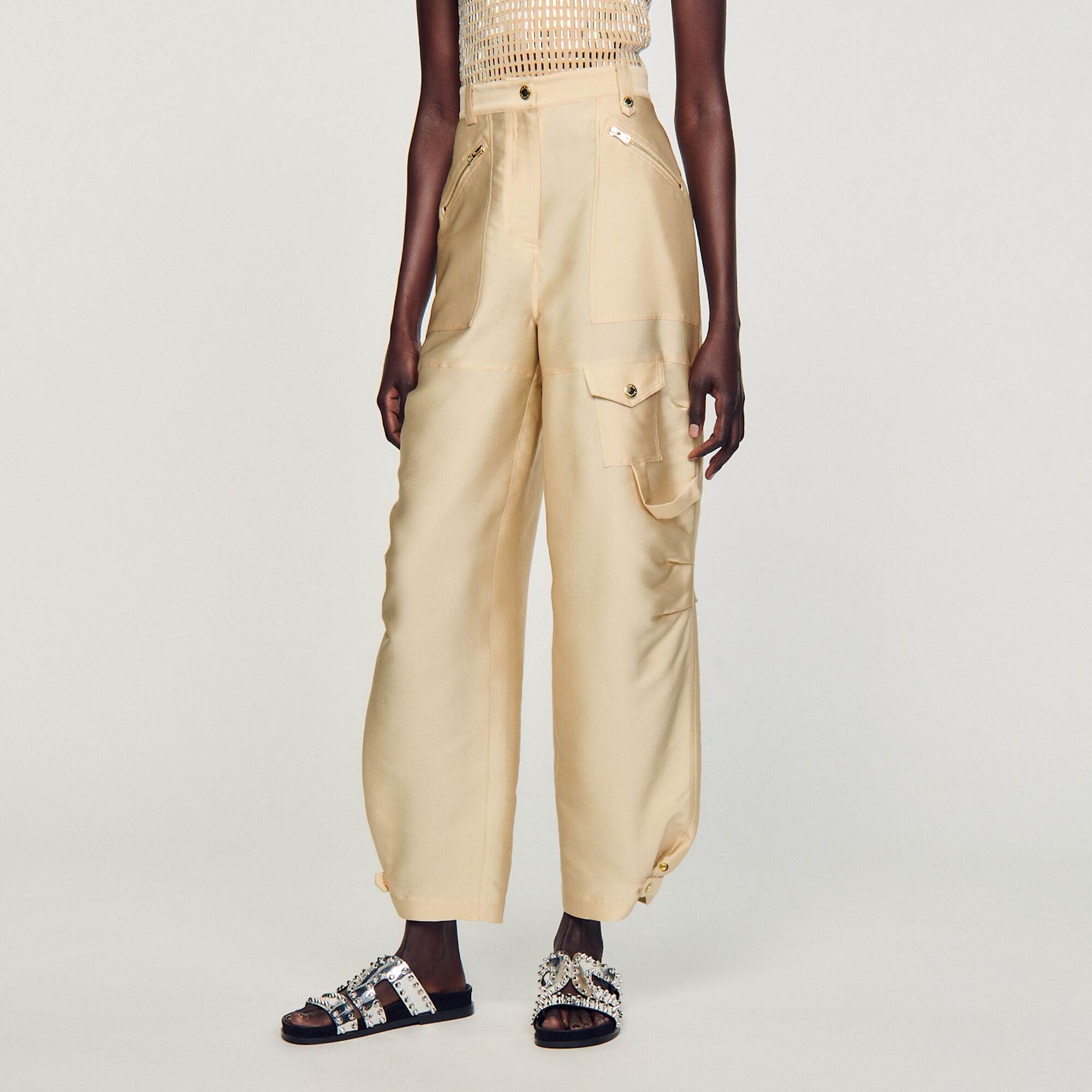 SATIN-EFFECT CARGO TROUSERS - 5