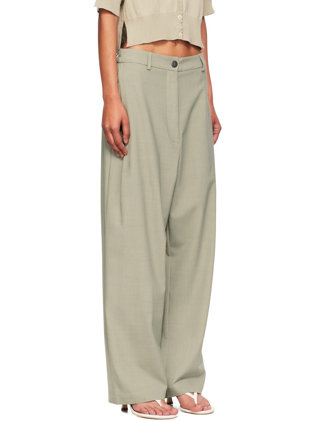 Green Wide-Leg Trousers - 2