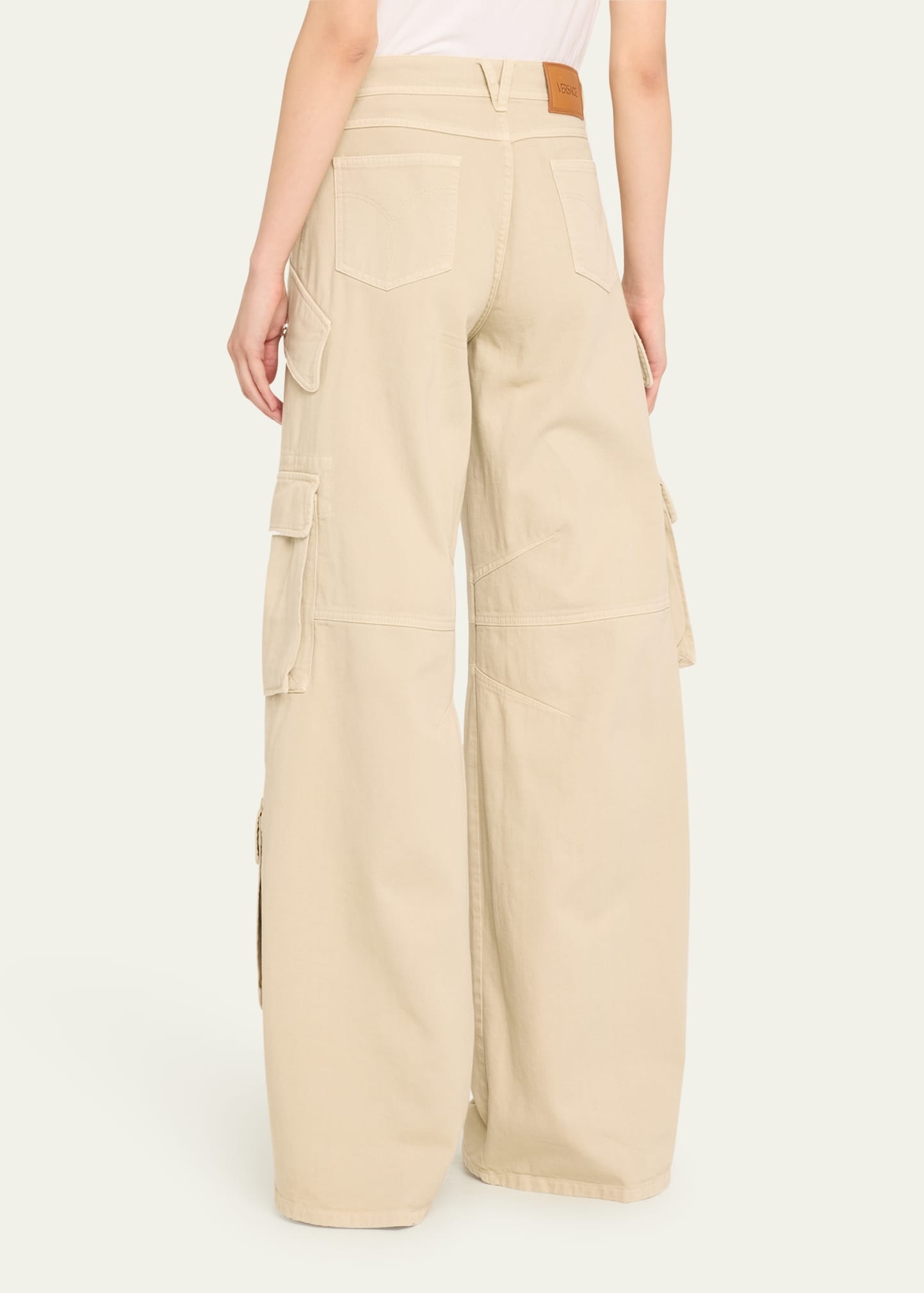 Stone-Washed Baggy Denim Cargo Pants - 3