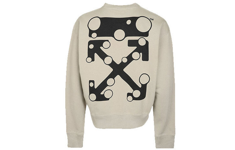 Off-White Men's Off-White Logo Arrow Printing Round Neck Long Sleeves Khaki OMBA035F21FLE0021710 outlook