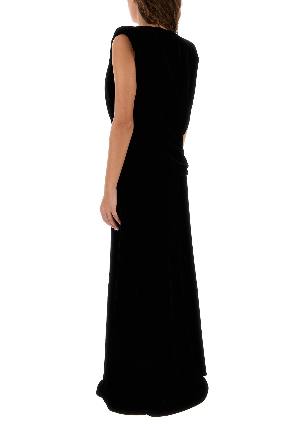 Black velvet long dress - 4