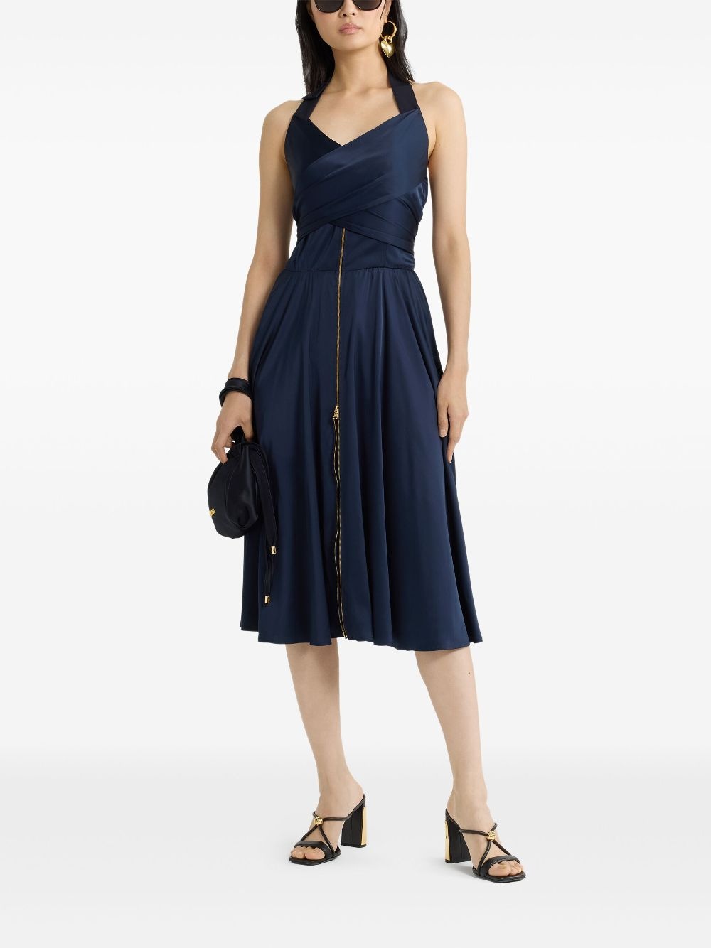 halterneck satin midi dress - 2