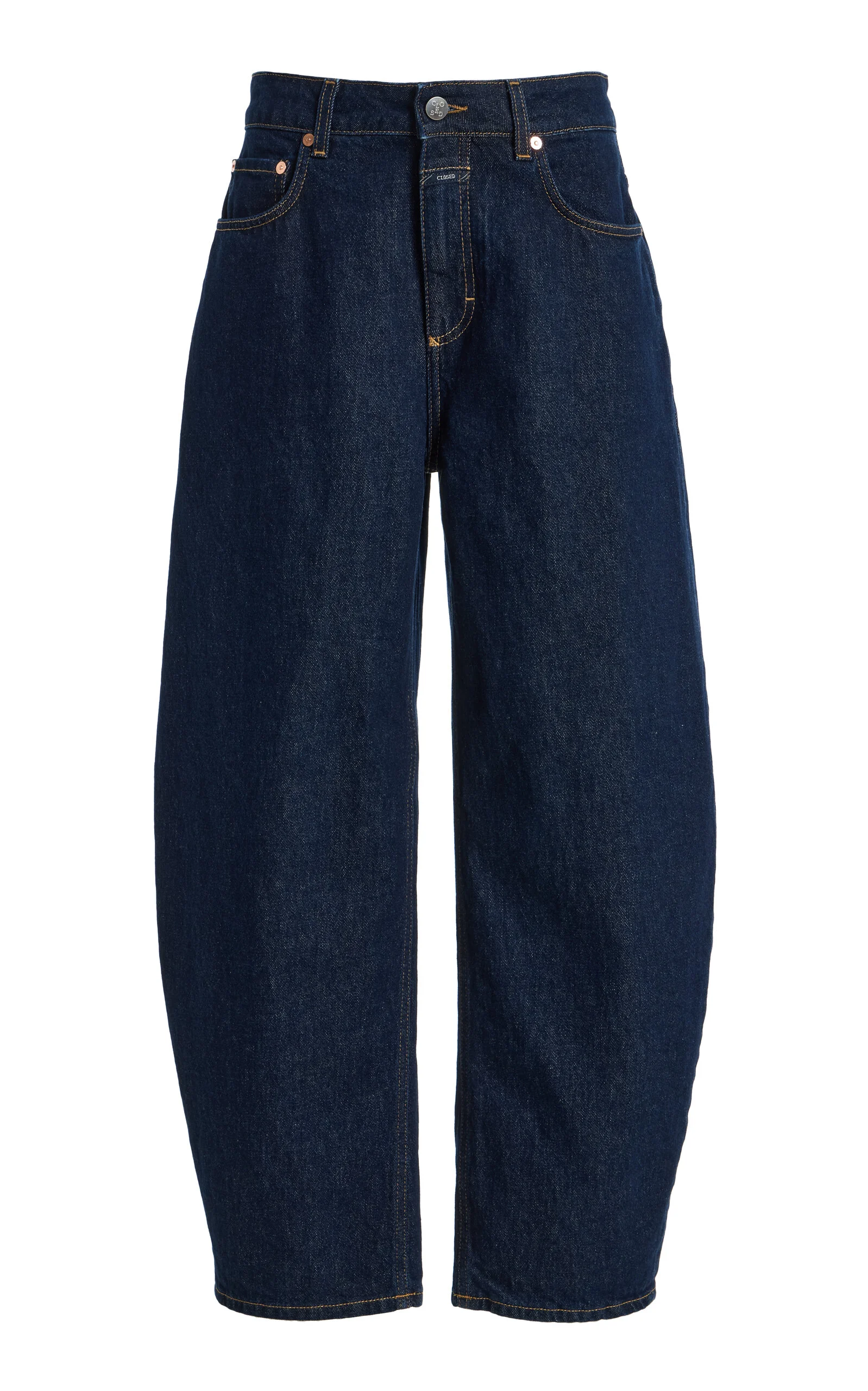 Jazzie Stretch Mid-Rise Cropped Barrel-Leg Jeans - 1
