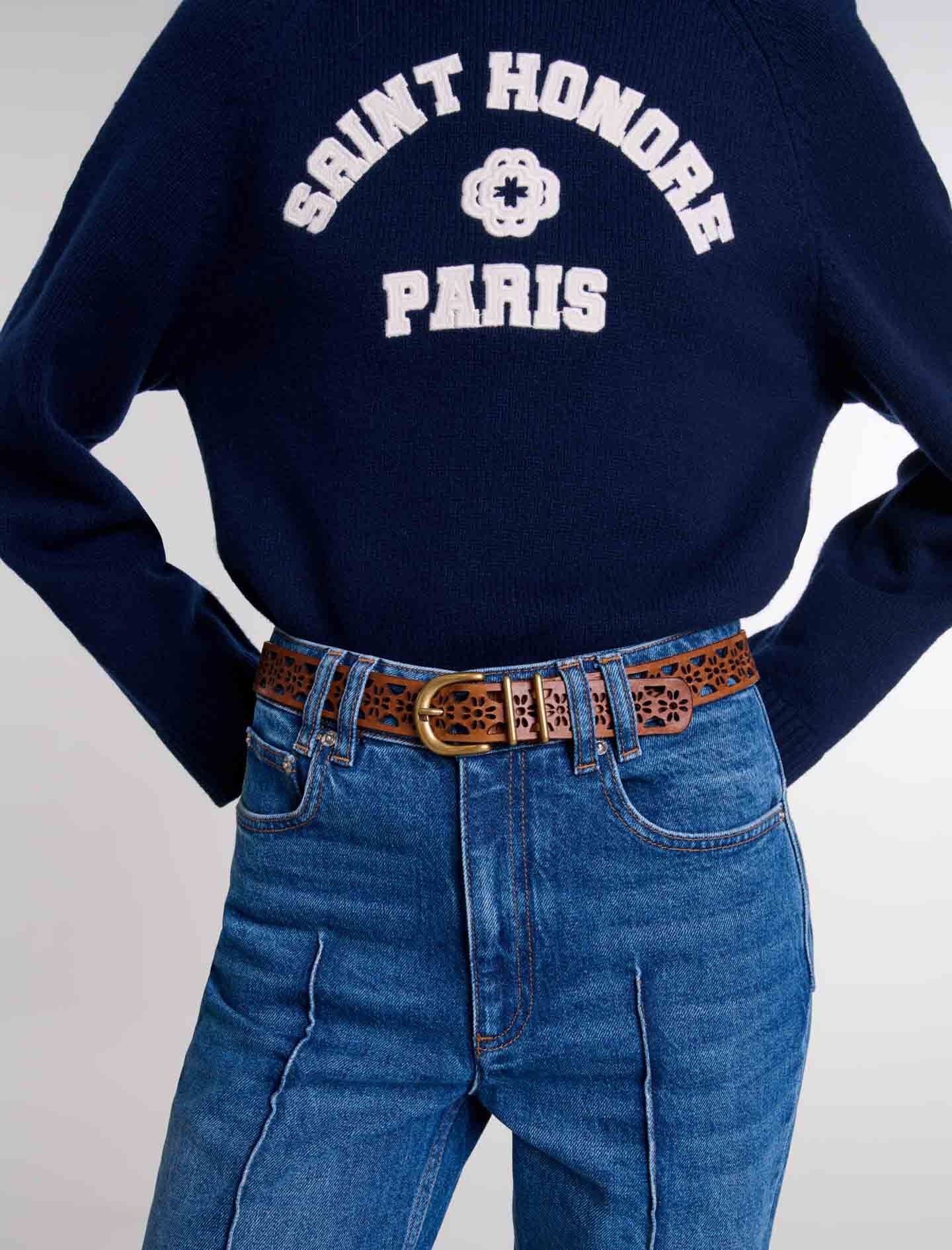 Leather belt with flower detail - 7