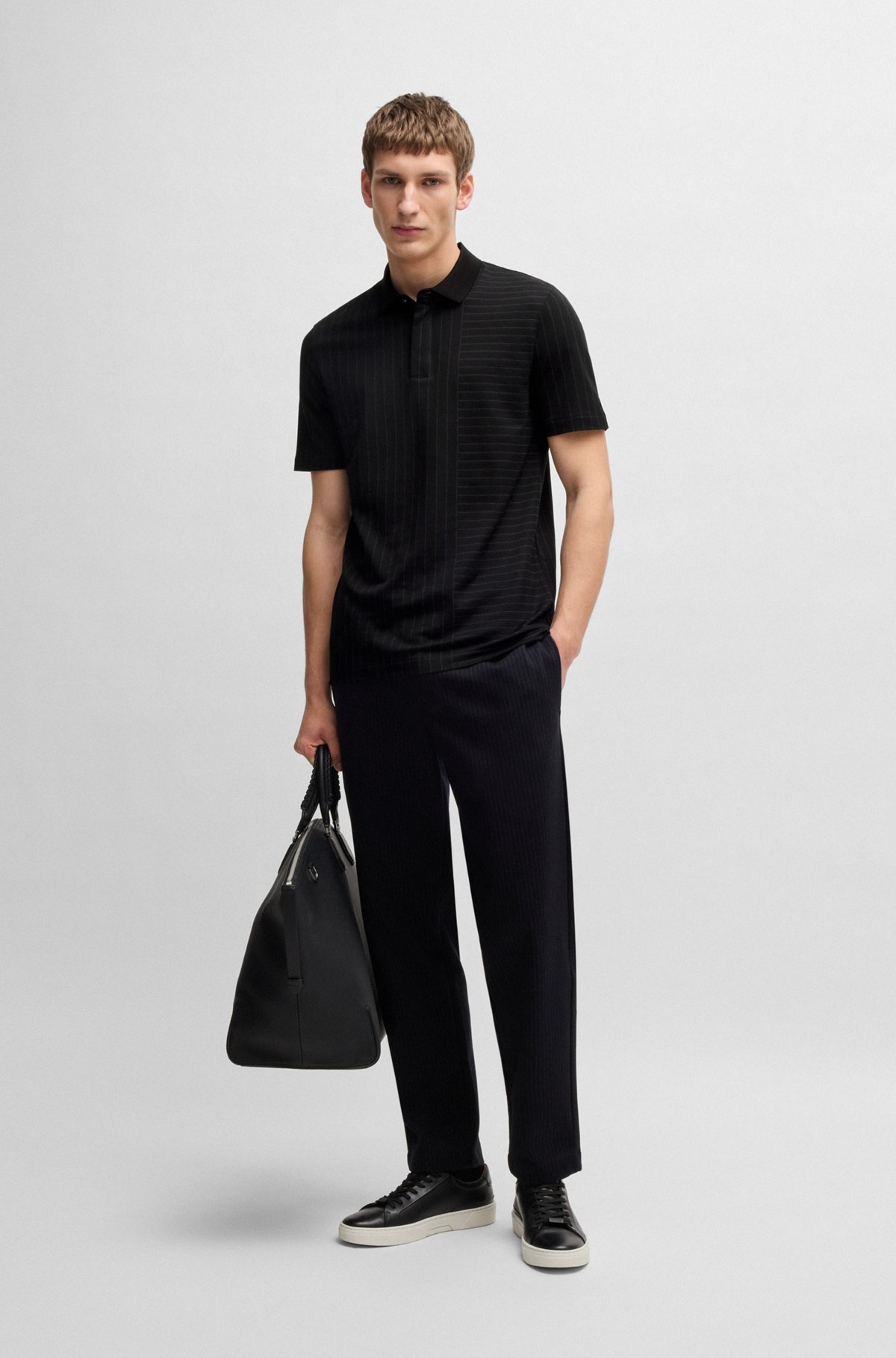 MERCERIZED-COTTON POLO SHIRT WITH MIXED STRIPES - 4