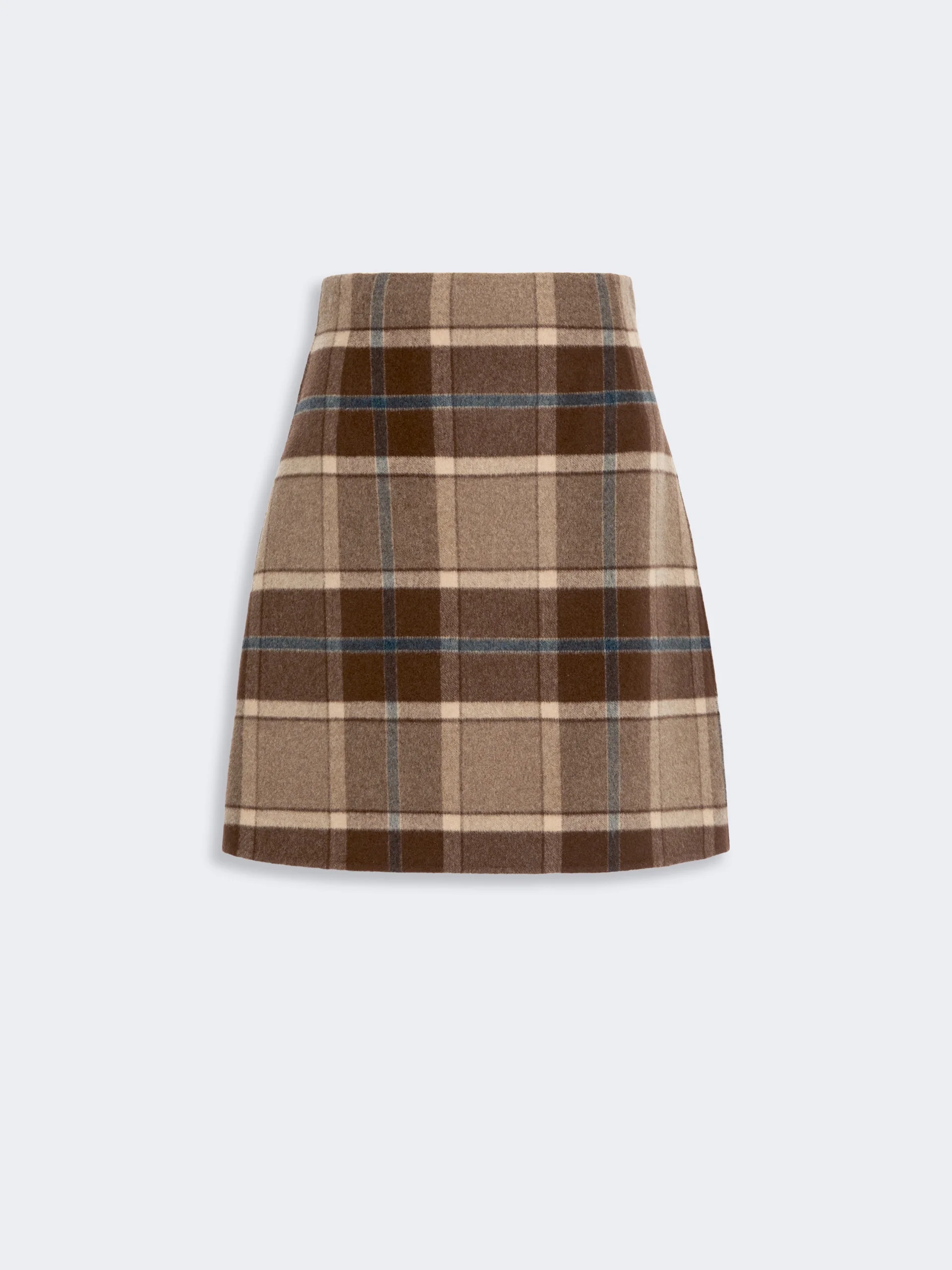 PESCHE Short checked wool skirt - BROWN - 1