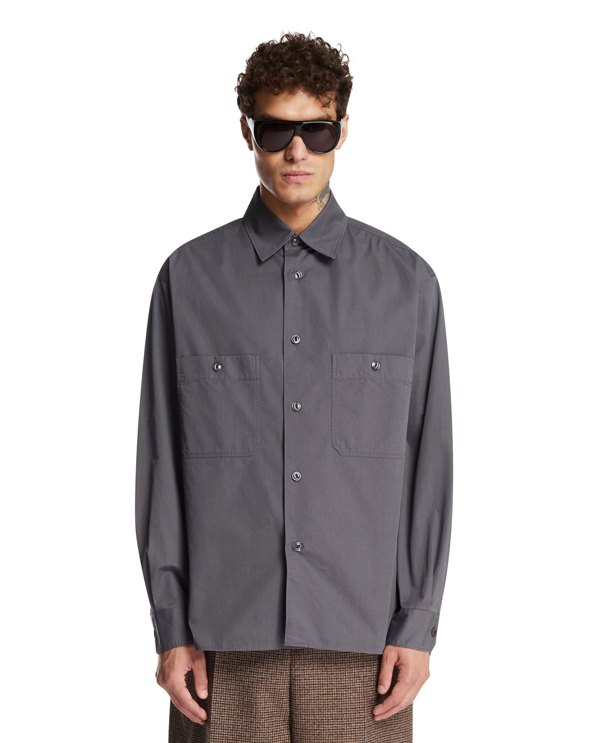 Gray Cotton Shirt - 1