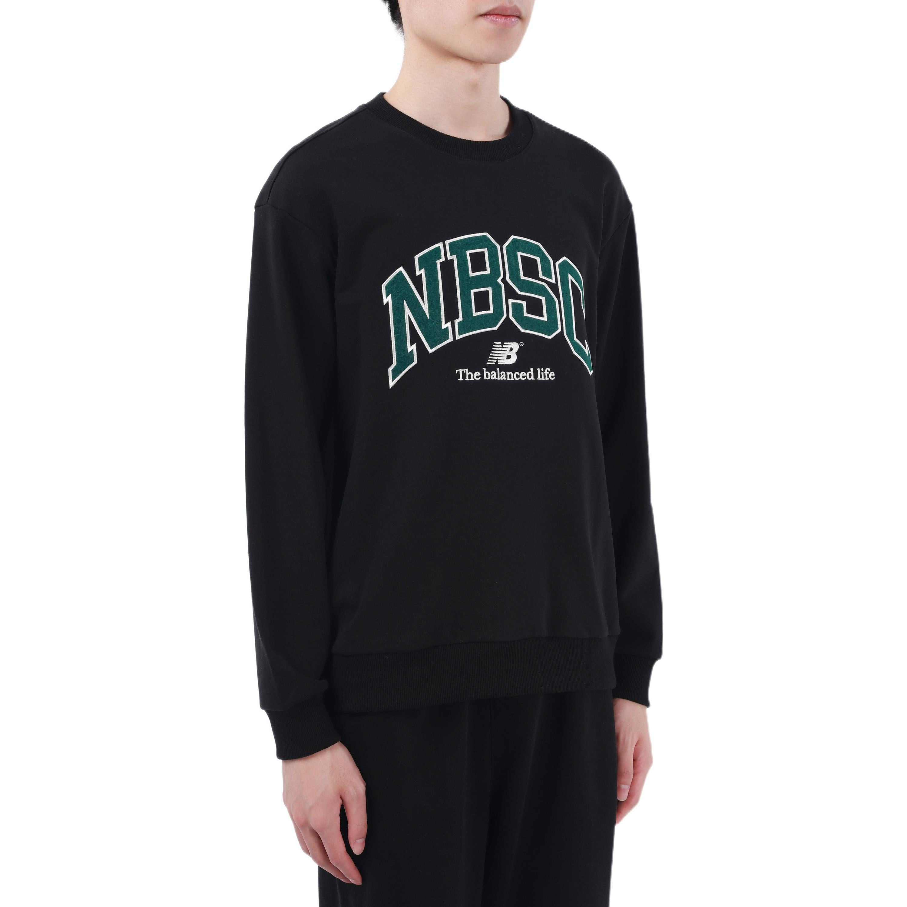 New Balance Casual Sports Sweatshirt 'Black Green' 5CC44333-BK - 5