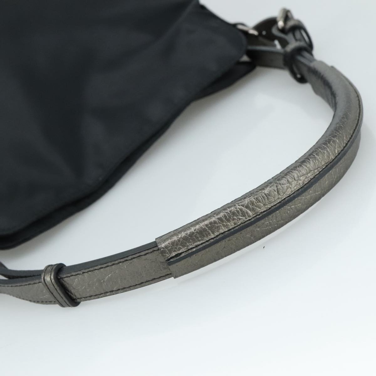 Burberry Shoulder Bag Nylon Leather Black Silver - 7