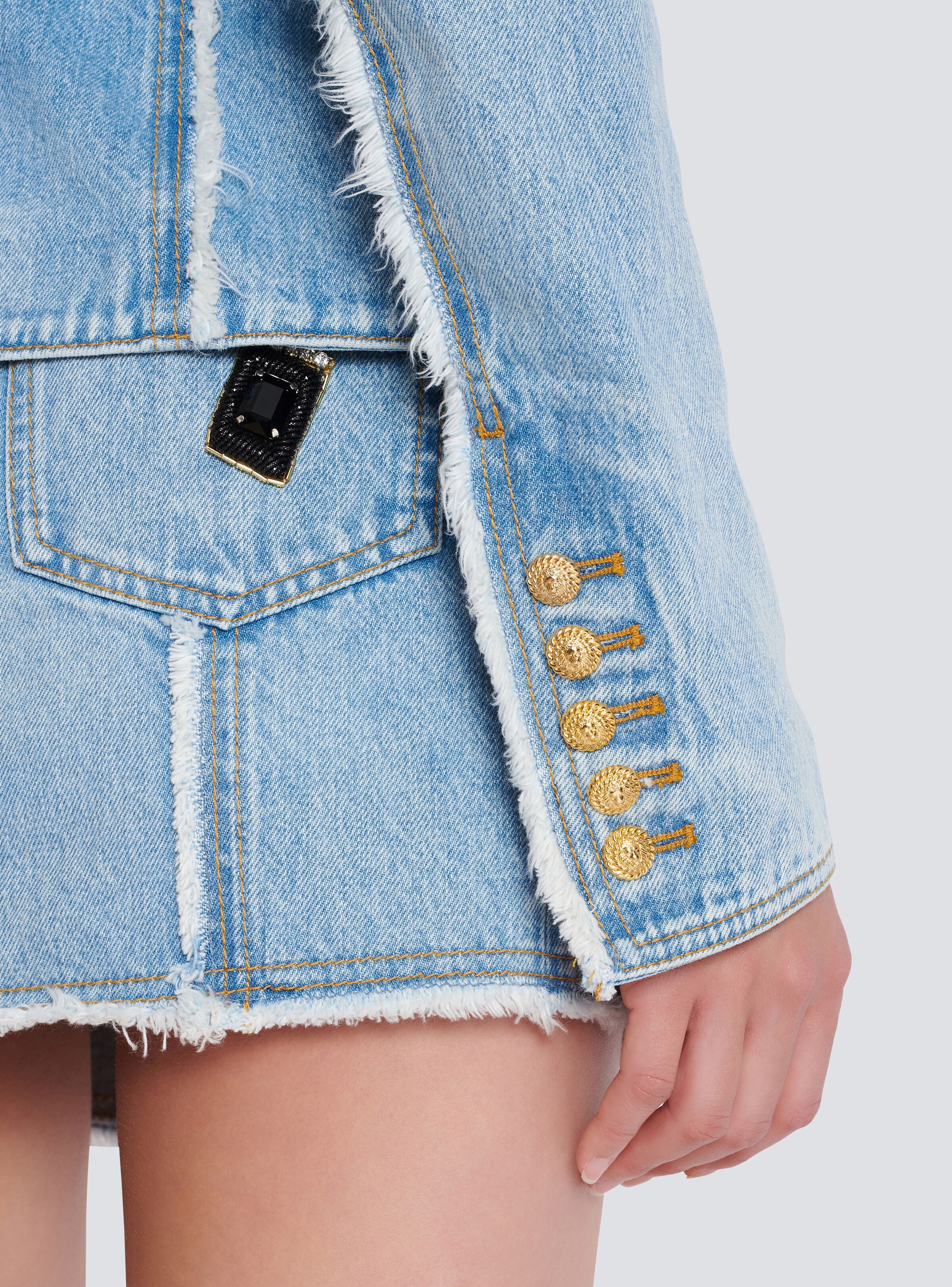 6-button tailored denim jacket - 6