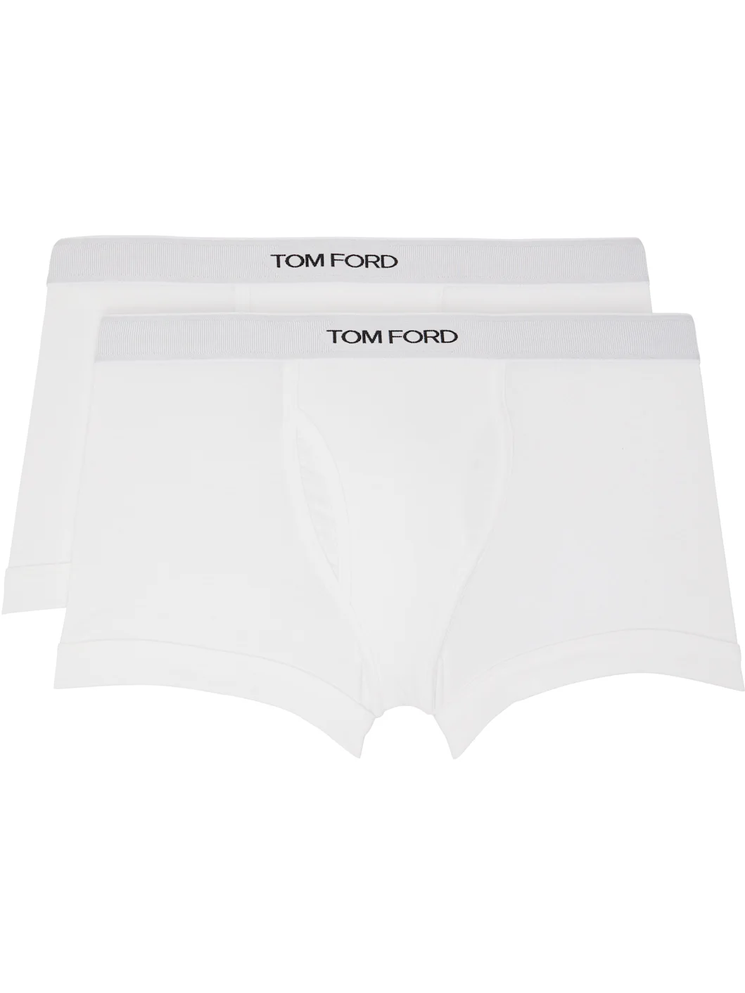 Two-Pack White Cotton Boxer Briefs - 1