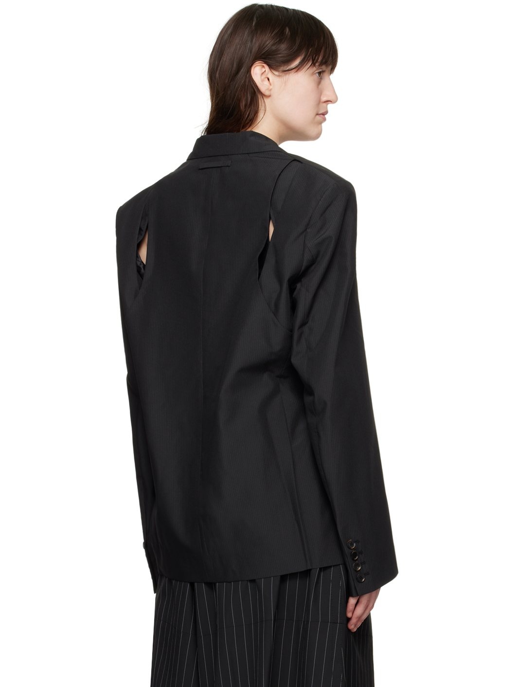 Black Cutout Blazer - 3