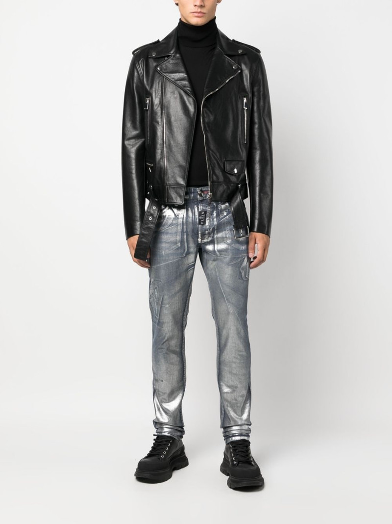 PHILIPP PLEIN metallic-effect straight-leg jeans outlook