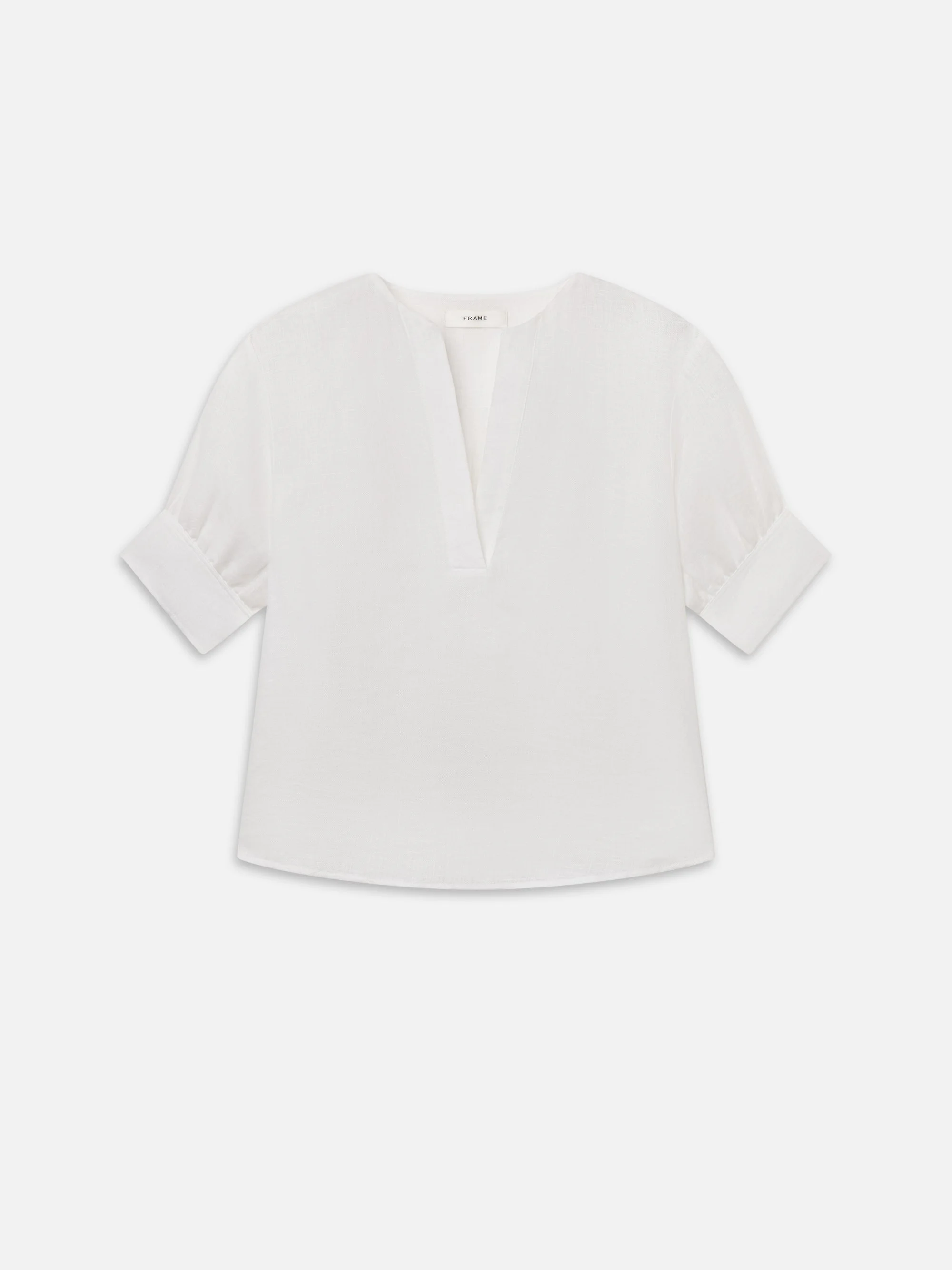 The Linen V-Neck Popover Top - 1