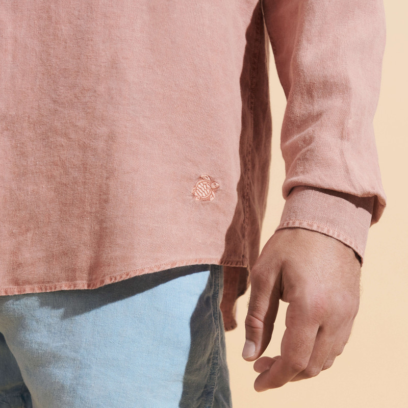 Men Linen Shirt Solid 5