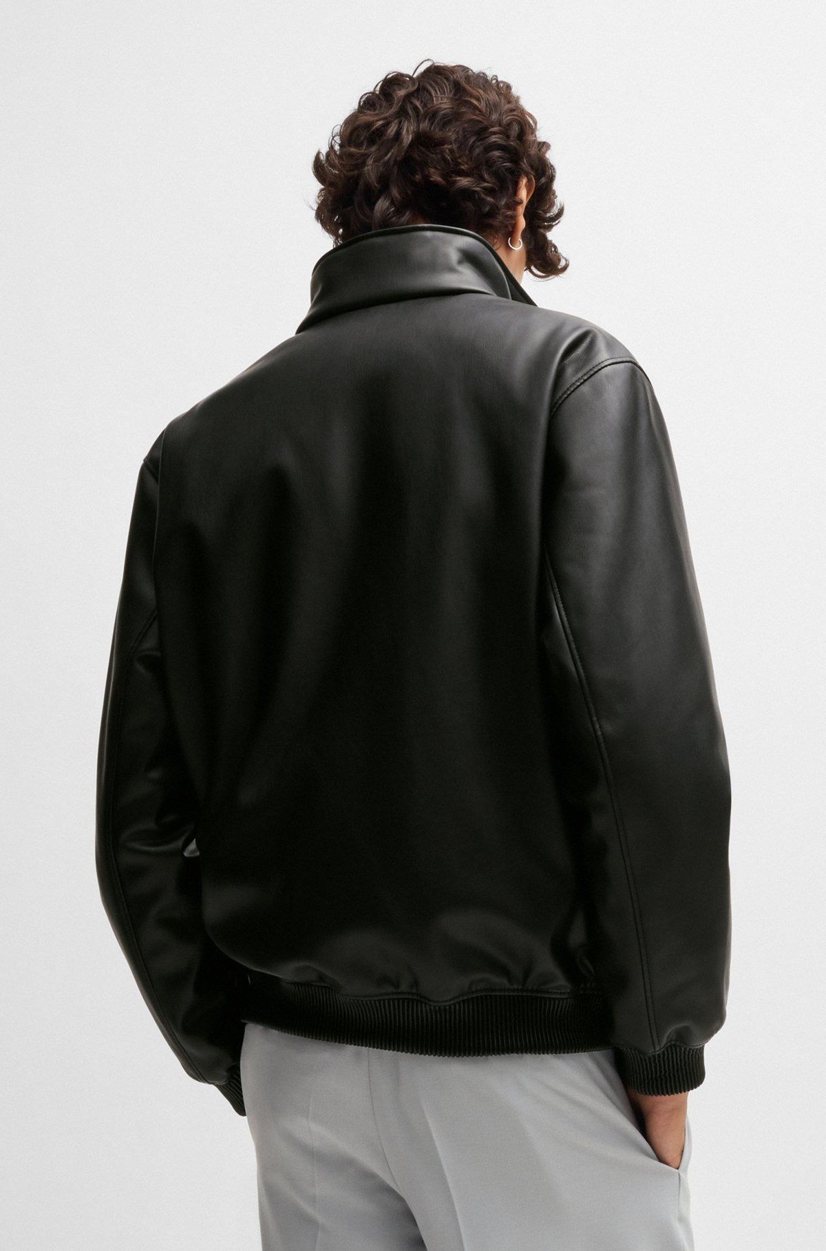 FAUX-LEATHER JACKET WITH STACKED LOGO - 4