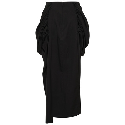 Yohji Yamamoto Wool Gabardine Draped Skirt in Black outlook