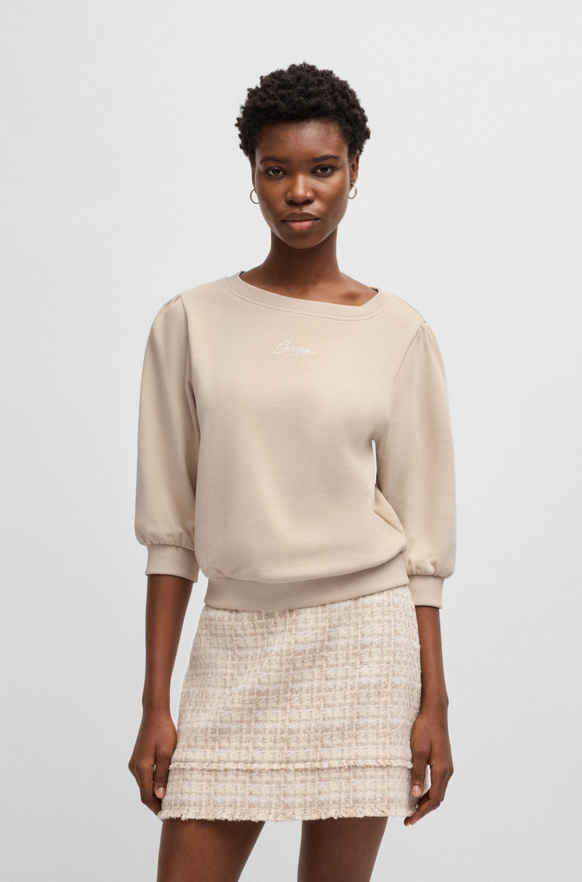 COTTON-TERRY SWEATSHIRT WITH REAR CUT-OUT AND BOW - 2