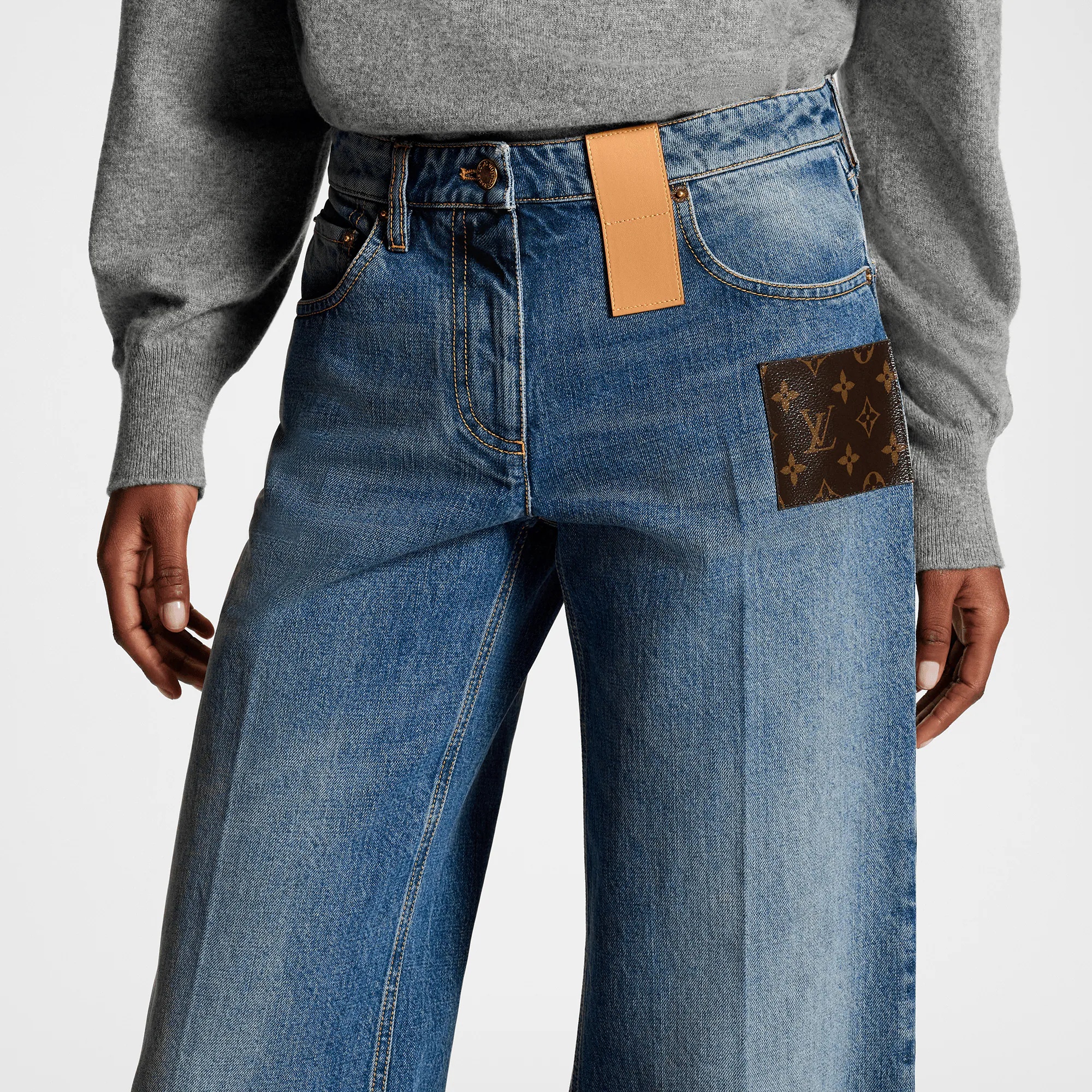 Stonewashed Monogram Patch Boot-Cut Jeans - 2