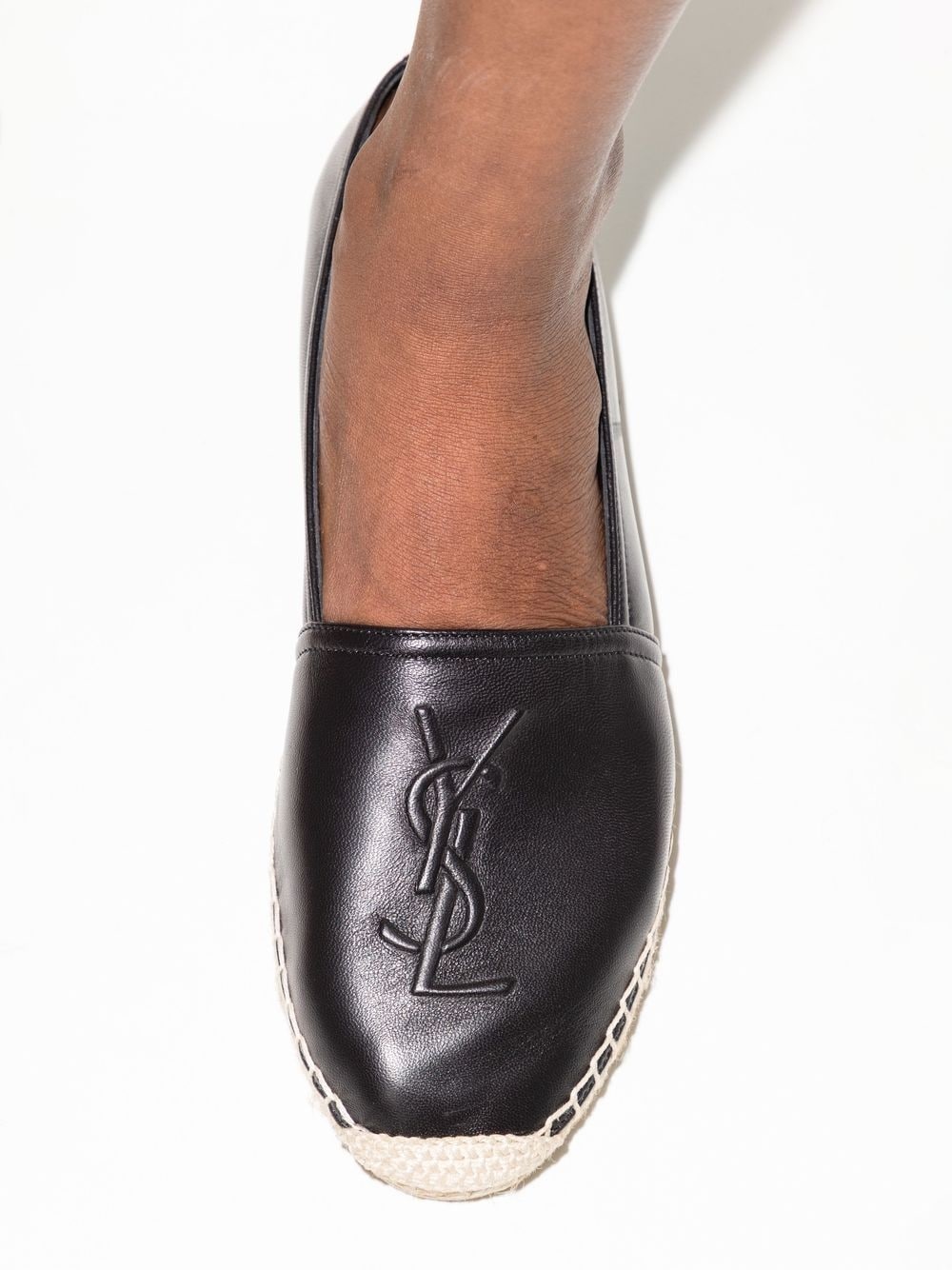 embossed-logo leather espadrilles - 3