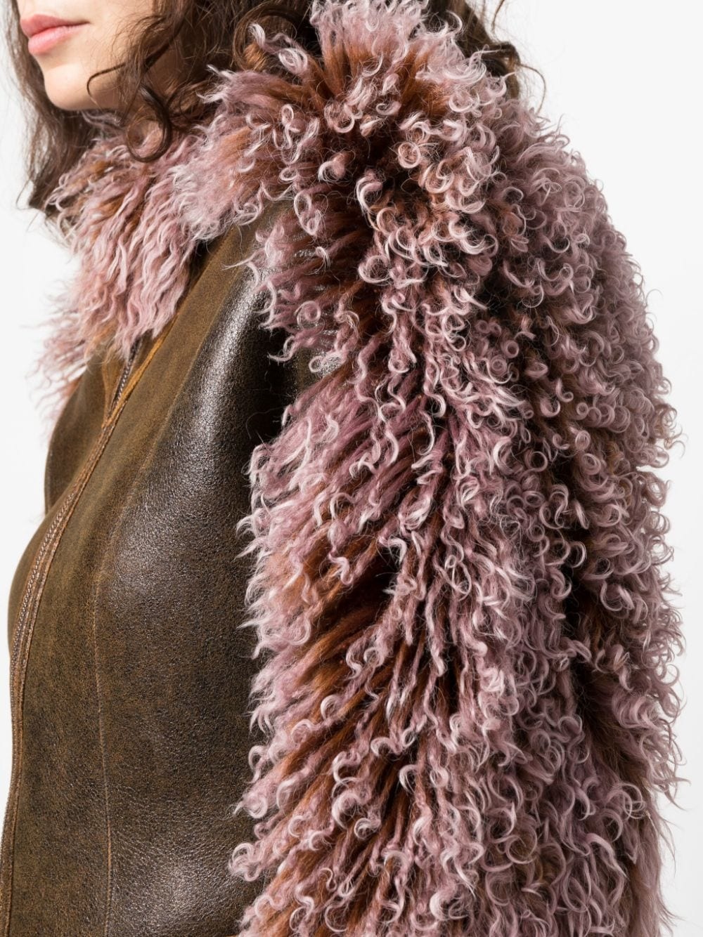 x KNWLS shearling-trim leather jacket - 5