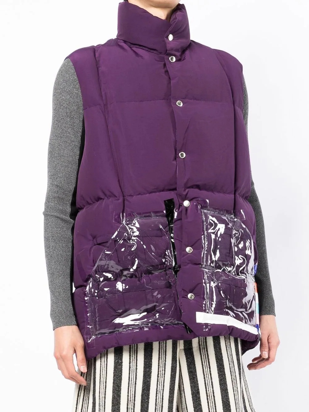 quilted funnel neck gilet - 3