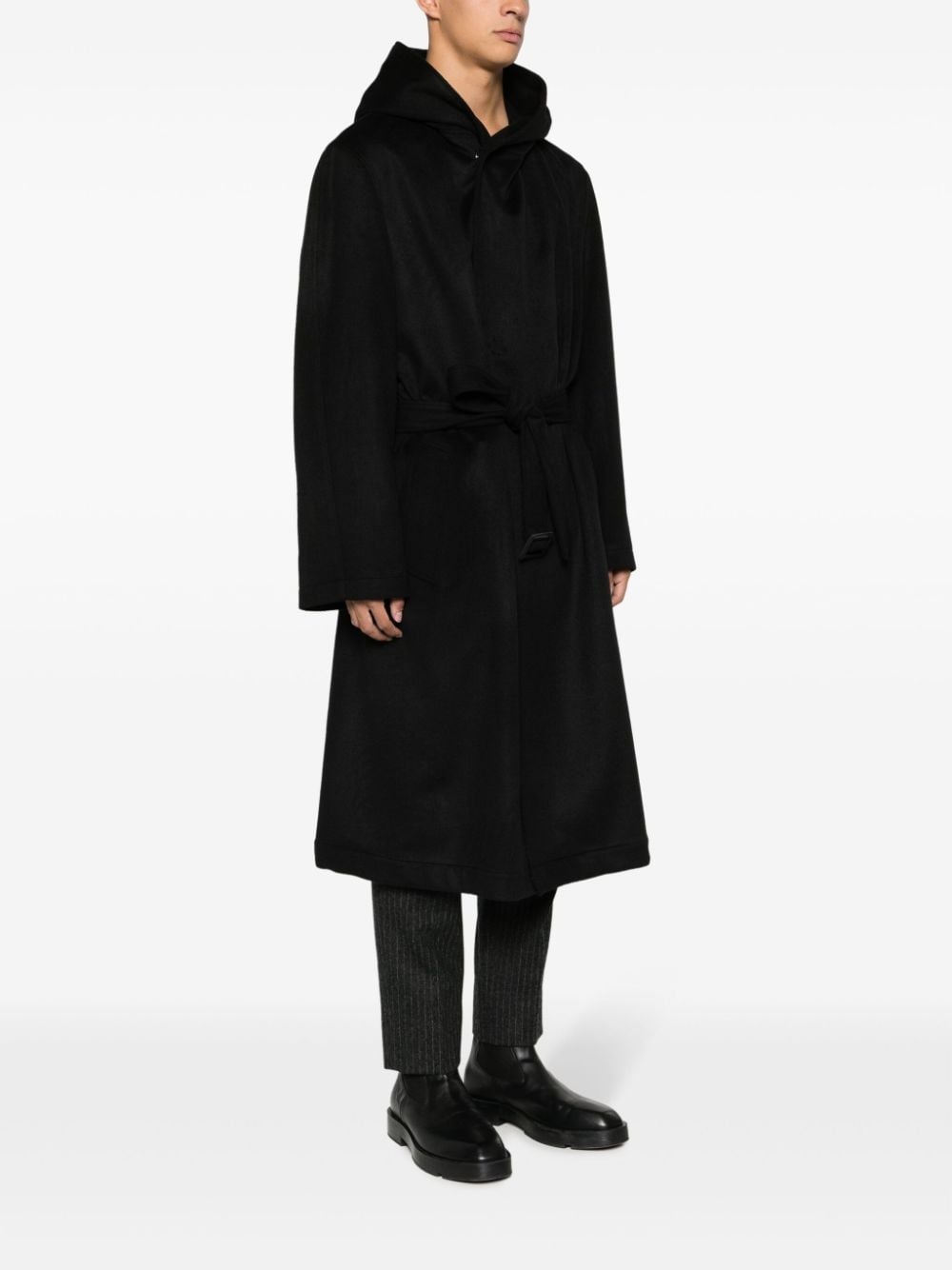 hooded belted coat - 3