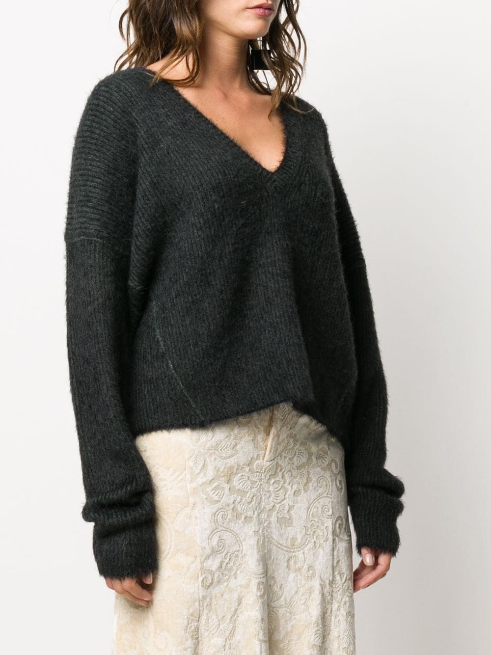 ribbed-knit v-neck jumper - 3