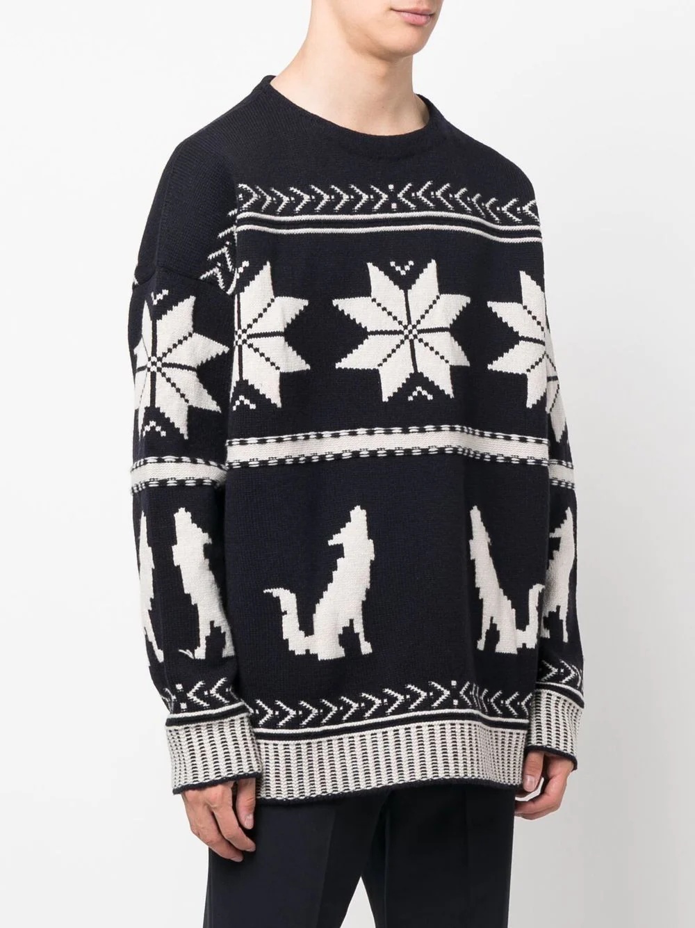 patterned-jacquard knitted jumper - 3