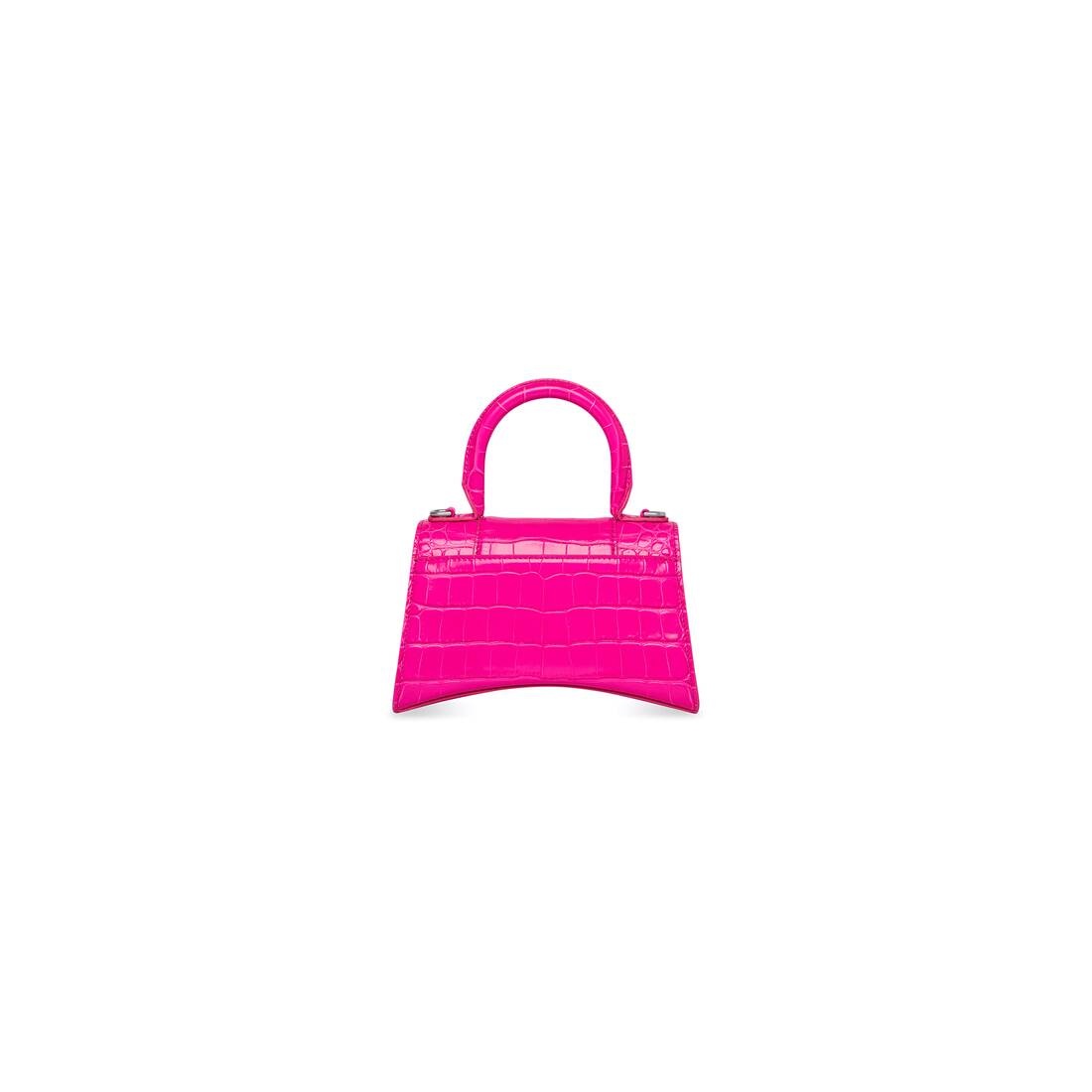 Women's Hourglass Xs Handbag Crocodile Embossed in Pink - 5