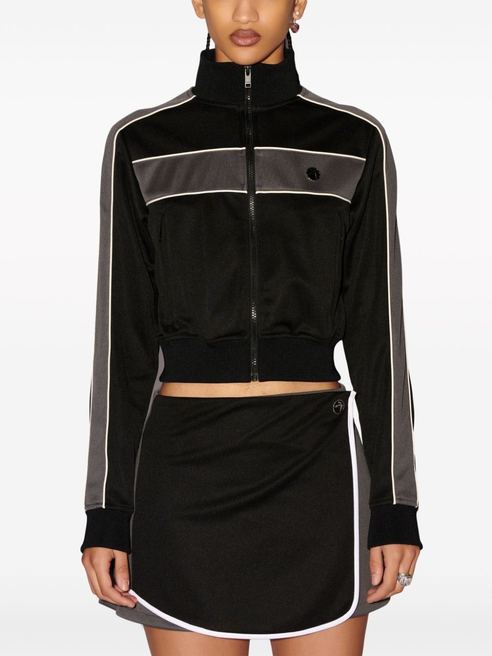 zip-up striped sweatshirt - 3