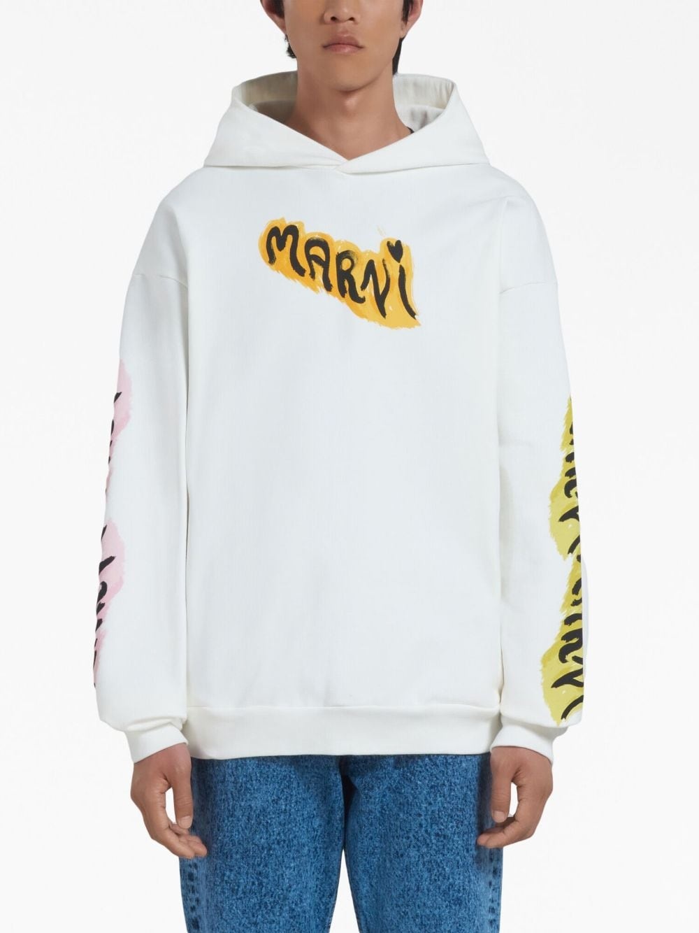 logo-print cotton hoodie - 3